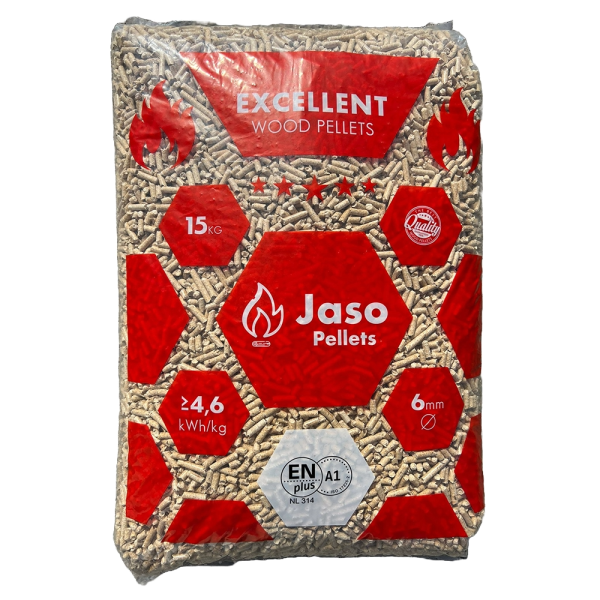 Jaso Excellent houtpellets Jaso Excellent houtpellets ENplus A1 – Pallet van 65 zakken x 15 kg