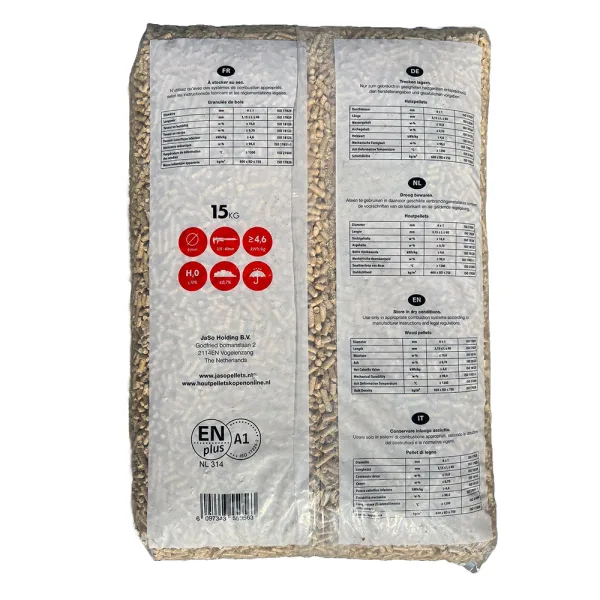 Jaso Excellent houtpellets1 Jaso Excellent houtpellets ENplus A1 – Pallet van 65 zakken x 15 kg