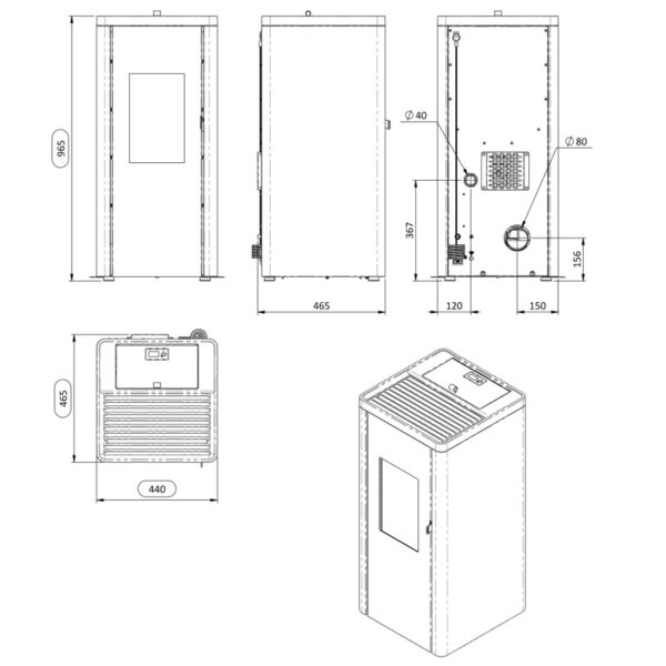 Luchtdichte Pelletkachel Ottimo Silenzio 9KW