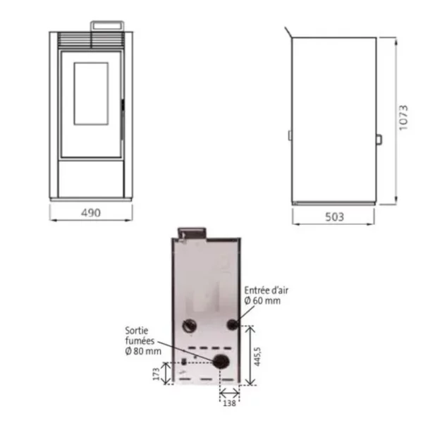 Pack Pelletkachel MARINA 14KW Luchtdicht + Ventilatiekit - Wit